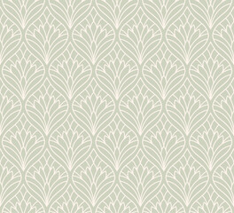 Sticker - 
Elegant damask floral seamless pattern. Geometric art deco leaves background. Abstract botanical vector illustration for fabric, textile, wallpaper.