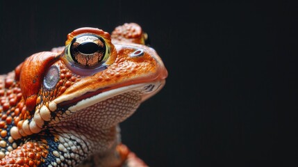 Poster - Detailed image of a lizard with a plain black background. Ideal for educational materials or wildlife presentations