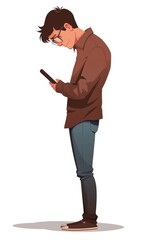 Aufkleber - A man focused on his cell phone. Ideal for technology concepts