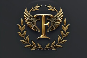 Poster - A striking golden letter with wings on a dark, elegant background. Perfect for design projects or branding purposes