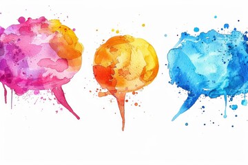 Poster - Colorful watercolor speech bubbles perfect for adding text in designs