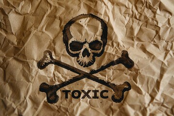 Poster - A skull and crossbones symbol drawn on a piece of paper. Suitable for warning or danger concepts