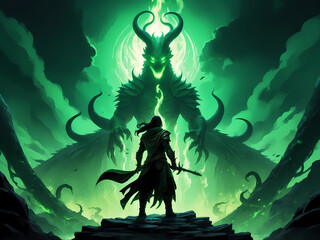 Poster - warrior in face of evil- warrior in a forest - darksoul,eldenring,game concept art