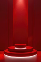 Sticker - A red room with a white pedestal, suitable for various interior design projects