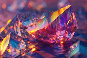 Poster - Close-up view of vibrant colored diamonds, perfect for luxury and jewelry concepts