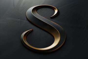 Poster - Gold letter S on black background. Suitable for typography projects