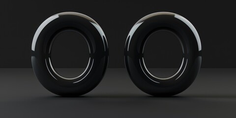 Aufkleber - A pair of black speakers on a table, suitable for music or technology concepts