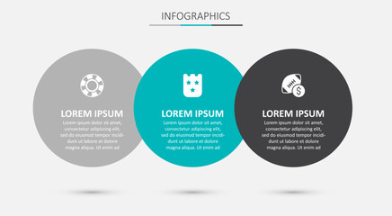 Canvas Print - Set Lottery ticket, Casino chips and American football betting money. Business infographic template. Vector