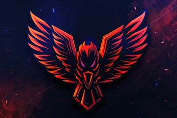 Aufkleber - Vibrant red and orange bird with wings on a dark black background. Perfect for wildlife and nature concepts