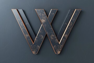 Wall Mural - Close up of a metal letter W on a wall. Suitable for typography projects