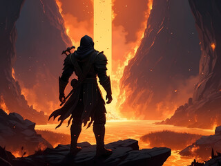 Wall Mural - warrior in face of evil- warrior in a forest - darksoul,eldenring,game concept art