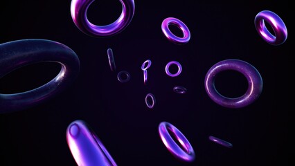 Poster - 3d render Violets torus. Computer generated
