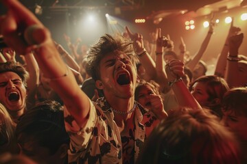 Poster - A lively concert crowd enjoying the music. Perfect for music events promotions