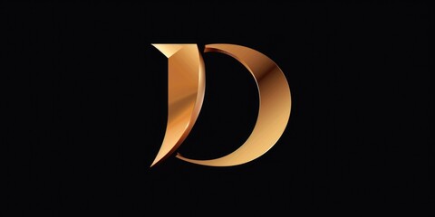 Poster - Elegant golden letter D on a sleek black background. Perfect for branding and graphic design projects