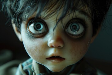 Poster - Close up of a child with big expressive eyes. Suitable for various child-related themes