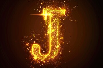 Poster - Illuminated letter J on a dark background, suitable for graphic design projects