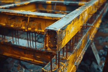 Poster - Detailed shot of a rusted metal structure. Suitable for industrial concepts