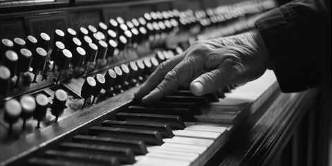 Poster - A person playing an organ keyboard. Suitable for music related projects
