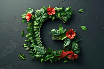 Poster - A letter C made of colorful flowers and leaves. Perfect for nature-themed designs
