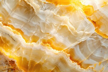 Poster - Detailed close up of a yellow and white marble, perfect for interior design projects