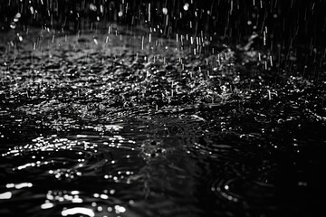 Poster - A black and white photo of a rain shower. Suitable for weather-related designs