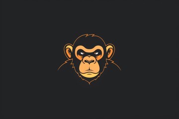 Poster - A close-up image of a monkey head on a black background. Suitable for animal themes