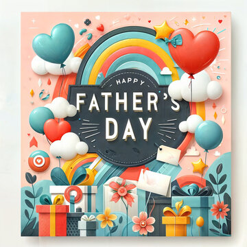 Fathers day sale social media banner post template. Fathers day celebration flyer or invitation poster cover with love,llustration created with generative ai.