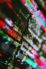Aufkleber - Close up view of a television screen with a blurry background. Suitable for technology and entertainment concepts