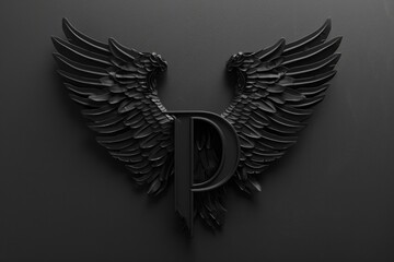 Aufkleber - Black and white photo of a winged letter D, suitable for graphic design projects