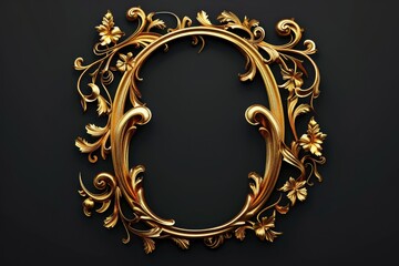 Poster - Elegant gold frame with intricate floral design, perfect for adding a touch of luxury to any project