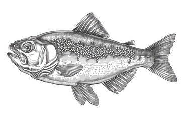 Poster - A detailed drawing of a large fish with spots. Suitable for educational materials or nature-themed designs