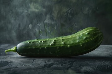 Poster - Fresh green cucumber on a wooden table, perfect for food and healthy eating concepts