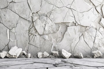 Poster - Group of rocks next to a wall, suitable for architectural or landscaping projects