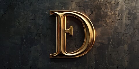 Poster - Simple and elegant golden letter D on a black background. Perfect for branding and design projects