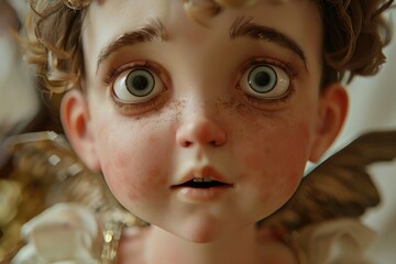 Poster - Close up of a doll with big eyes, suitable for various design projects