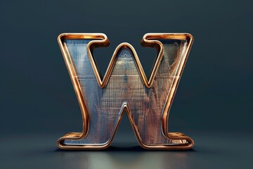 Poster - A unique letter W made of wood and metal. Suitable for educational or artistic projects