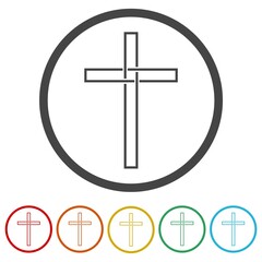 Canvas Print - Simple golden cross icon. Set icons in color circle buttons