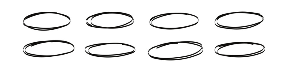 Poster - hand drawn oval and circular shapes with pen and pencil. scribbles, doodles, and brush strokes. sket