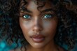 © Руслан Галиуллин - portrait charming black woman with blue eyes and curly hair