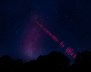 Wall Mural - radio waves coming from a bright night sky