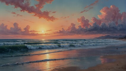 Wall Mural - sunset at the beach