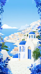 Wall Mural - greece background for social media. illustration