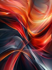 Poster - Abstract red and orange waves