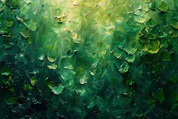 Greenery, cartoon style, oil stick painting, only green and gold. Graphic design style. --ar 3:2 --stylize 750