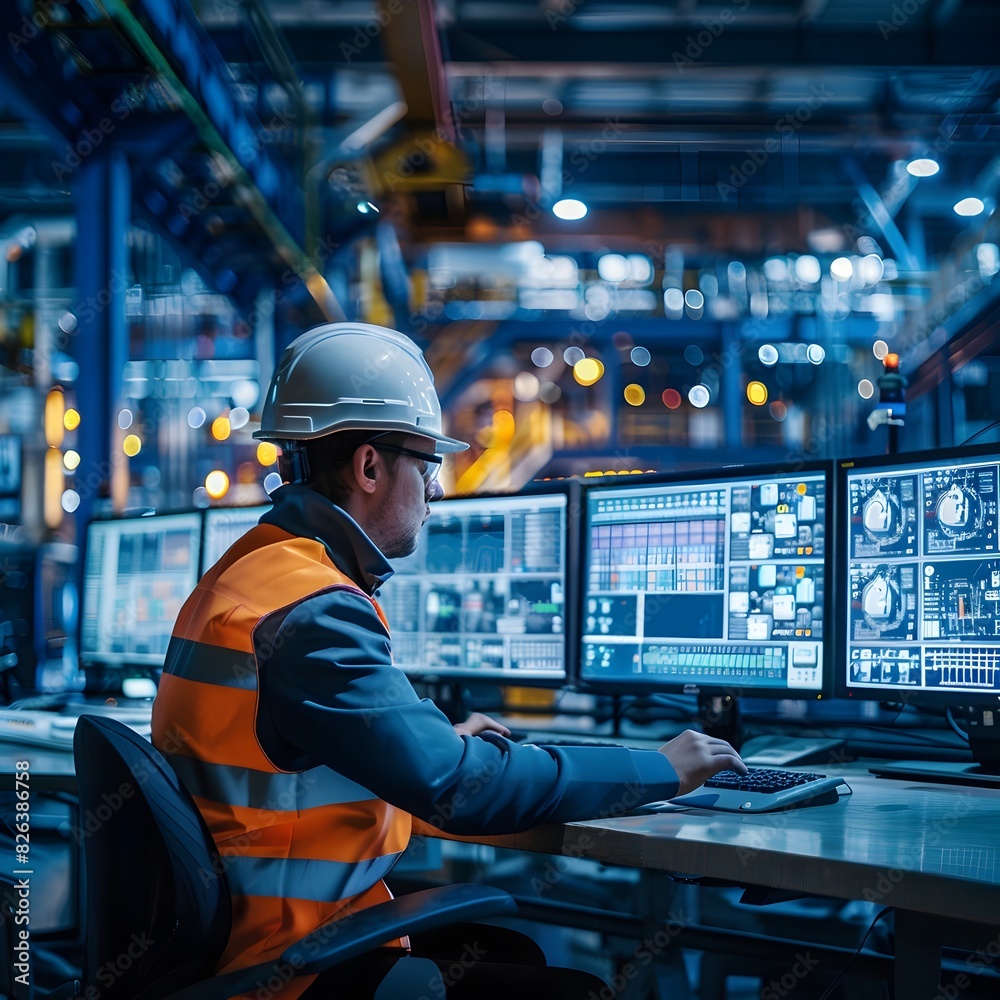 Control Room Operators Monitoring Modern Factory Production Via ...