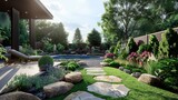Fototapeta  - Zen Garden Design: Tranquility and Beauty in Nature