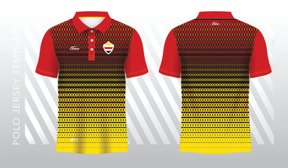 Wall Mural - red and yellow abstract background for polo jersey sport. Sport uniform in front and back view. Mock up for sport club.