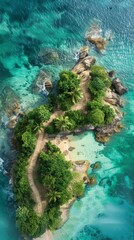 Wall Mural - Tropical island paradise from above