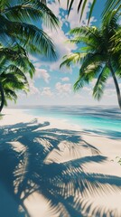 Wall Mural - Tropical paradise beach with palm shadows