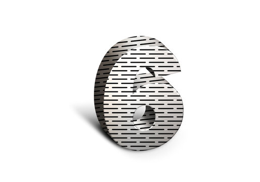 3d Steel Numbers, Alphabet Number Six made of stainless steel material, high-resolution image of 3d font, ready to use for graphic design purposes